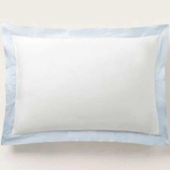 Ralph Lauren Organic Cotton Sateen Border King Size 36" x 20" Sham, White/Blue - Picture 5 of 12